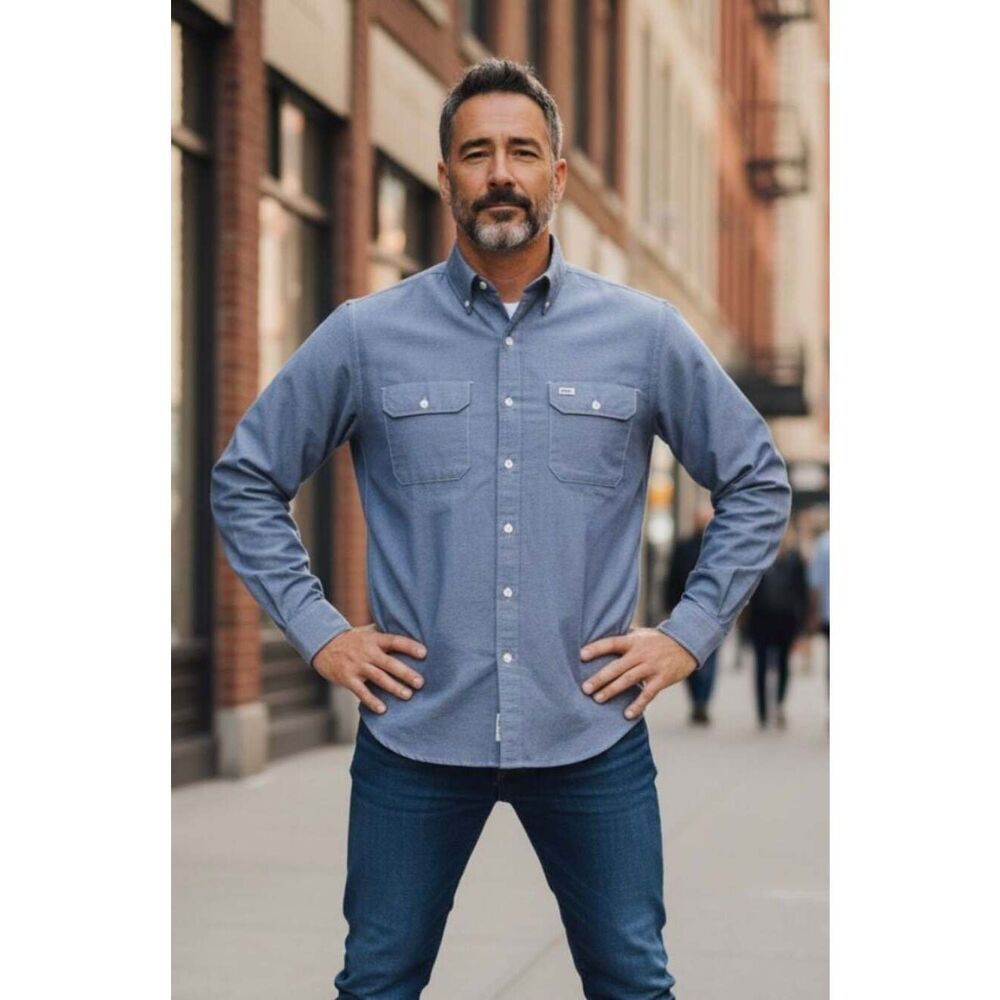 Dickies Men's Flex Long Sleeve Denim Wash Shirt